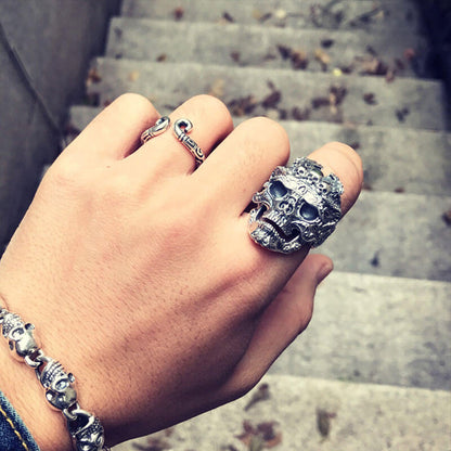 Vintage Skull Inlaid Skull Head Ring