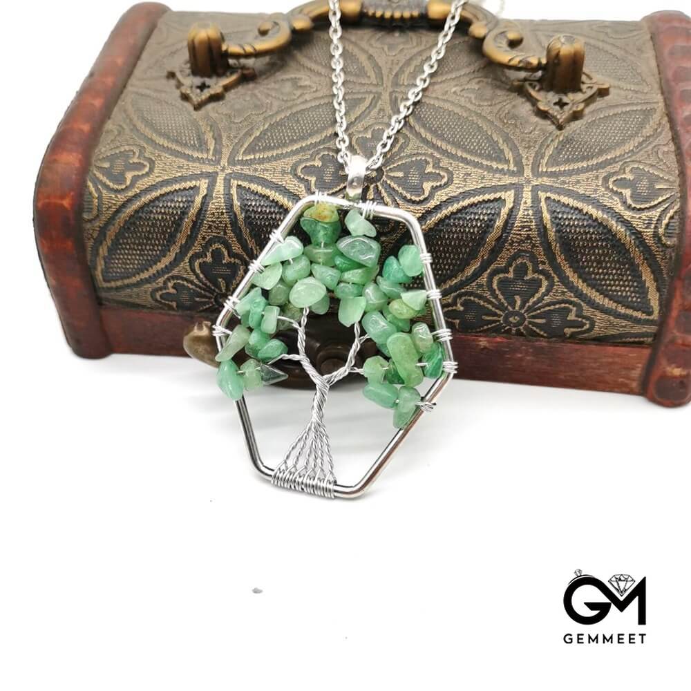 Crystal Wrapped Life Tree Fortune Tree Necklace