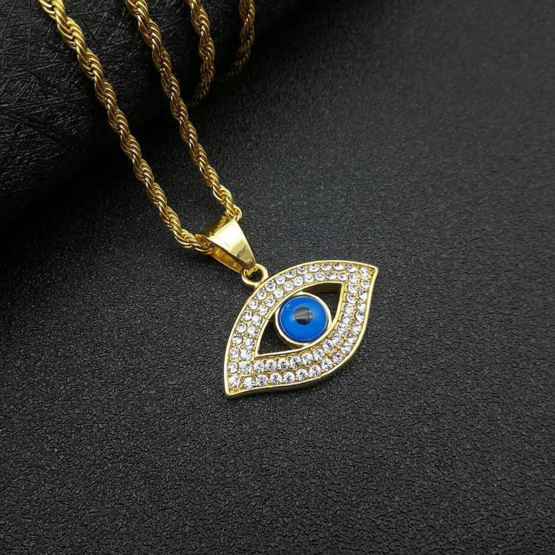 HIPHOP Jewelry Gold-plated Inlaid Zircon Blue Eye Pendant