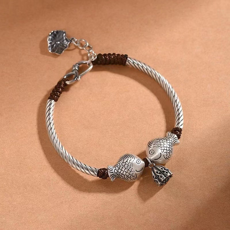 Vintage Hand-Woven Double Fish Bracelet