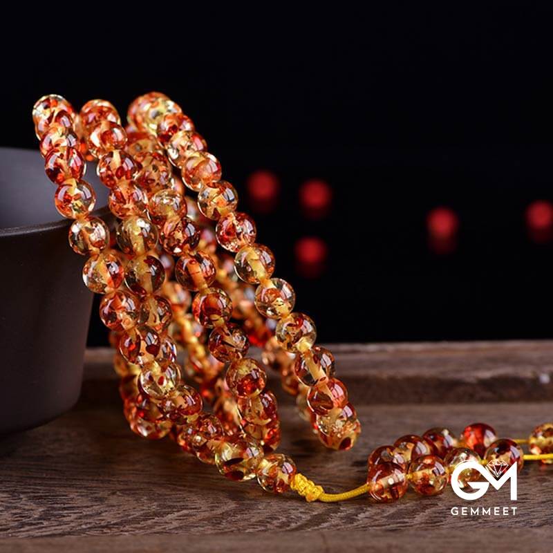 6MM 108 Beads Amber Mala Balance Bracelet