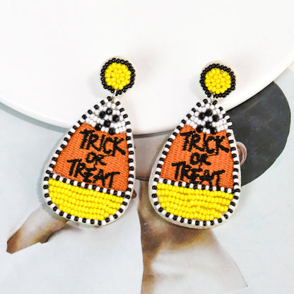 Halloween Funny Drop-shaped Letter Handmade Bead Earrings