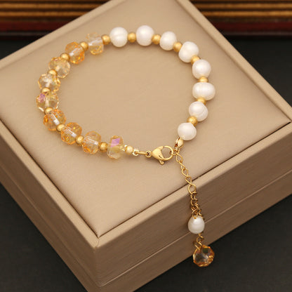 Bohemia Color Crystal Organic Pearl Bracelet