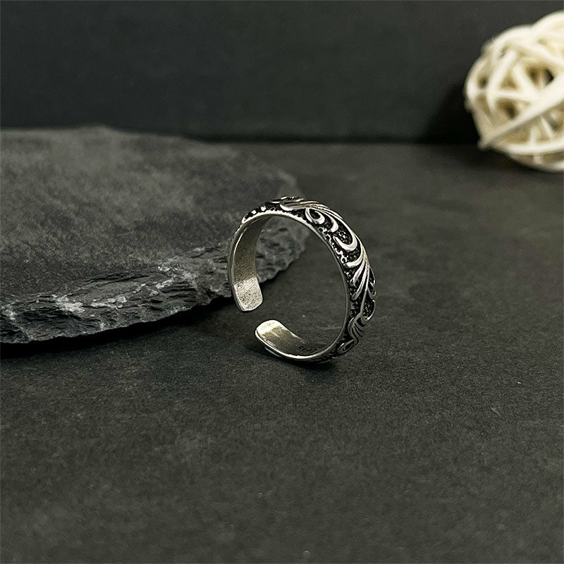 Men's Print Hip Hop Index Finger Open Totem Ring