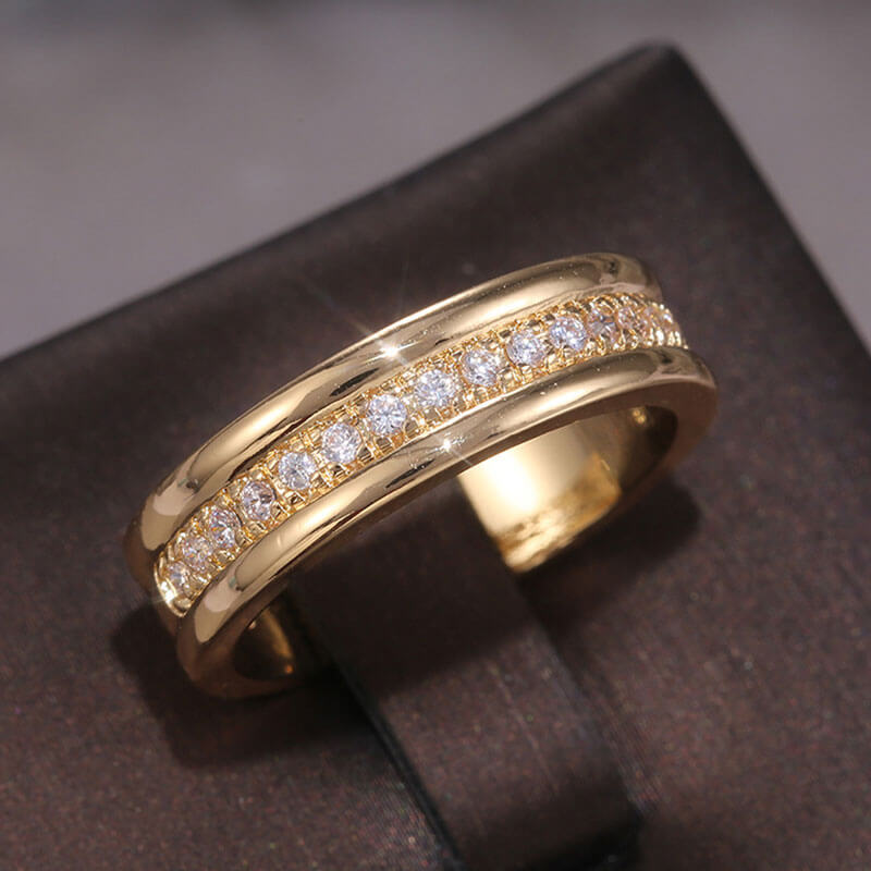 Simple Gold Set With Zircon Ring