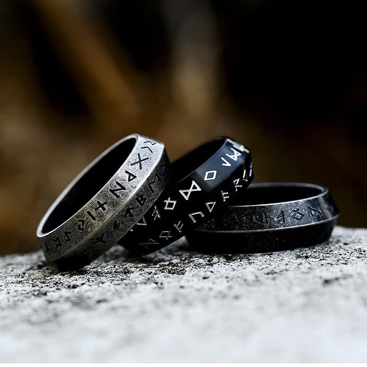 "War God" - Rune Norse Engraved Words Viking Ring