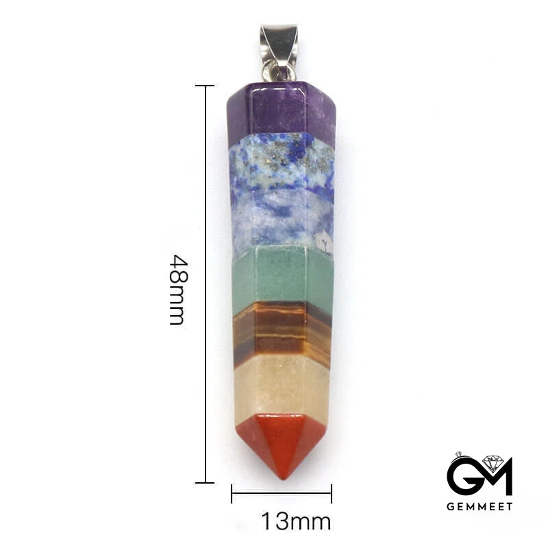 Crystal Colored Stone Mosaic Hexagon Column Pendant