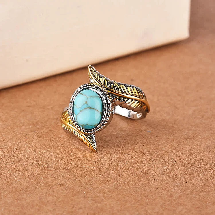 Turquoise Feather Ring