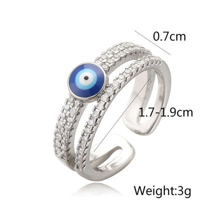 Evil Eye 2 Layers Full Stones Band Ring