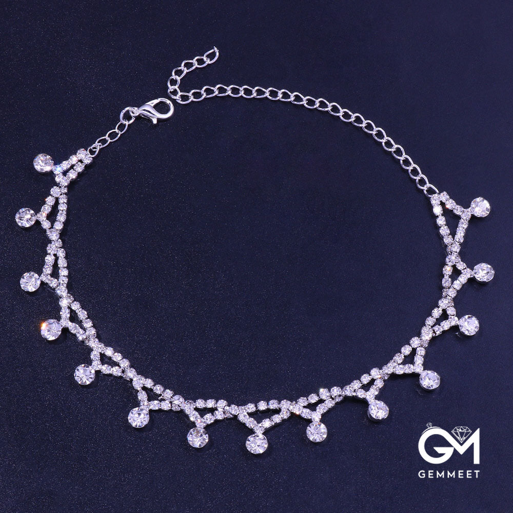 Fashion Cross Small Zircon Anklet