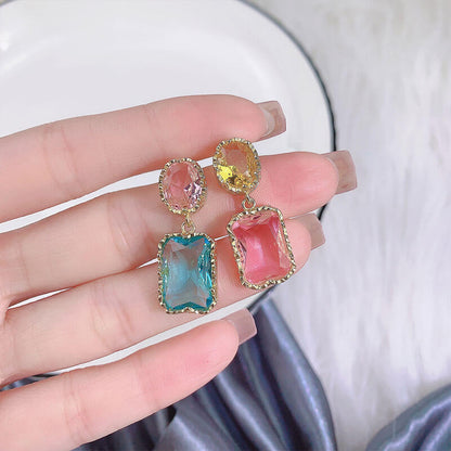 Retro Baroque AB Style Earrings Colorful Treasure Earrings