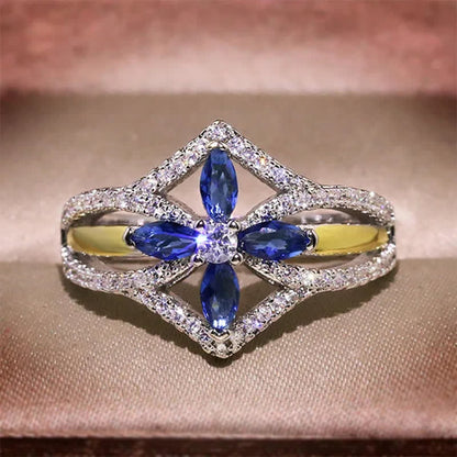 "The Promise Of Faith" Sapphire And White Topaz Cross Ring