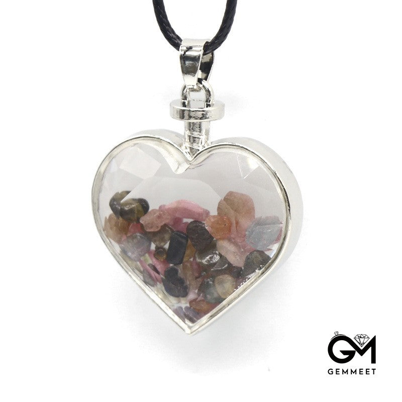 Crystal Love Wish Bottle Gravel Pendant Necklace