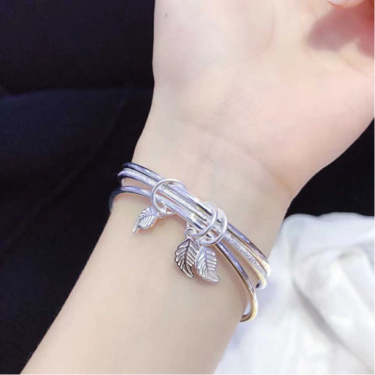 Frosted Leaf Closed Solid Bracelet