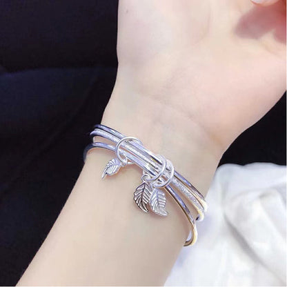 Frosted Leaf Closed Solid Bracelet