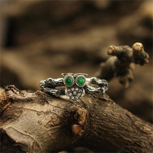 Emerald Owl On The Branch Engagement Ring