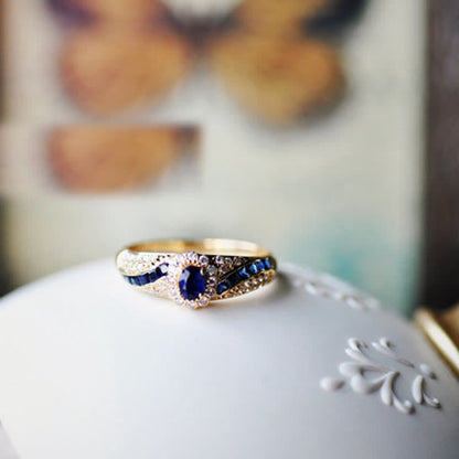 S925 & 18K Gold Noble Luxury Sapphire Ring