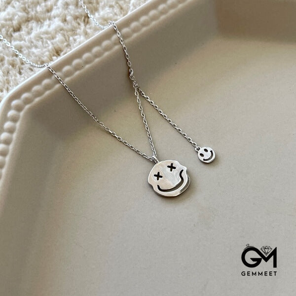 S925 Sterling Silver Smiley Face Emoji Necklace