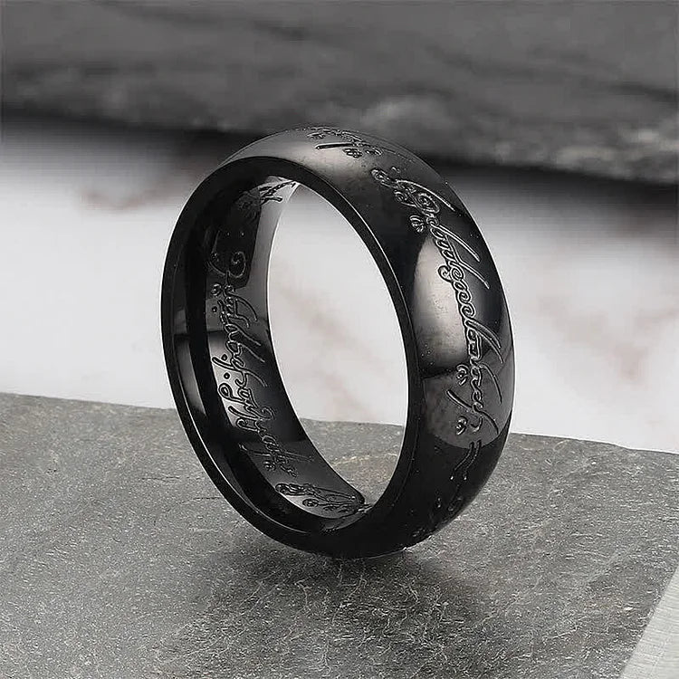 THE ONE RING - Gold Plated Tungsten with Dark Tongue of Mordor