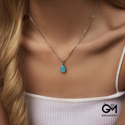 Minimalist Droplet Opal Pendant Necklace