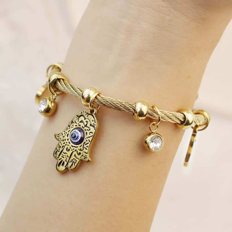 Hamsa With Evil Eye Protection Bracelet