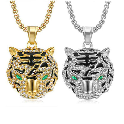 HIPHOP Jewelry Gold Plated Zircon Tiger Head Pendant