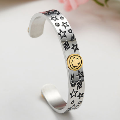 Hip Hop Smiley Face Full Of Stars Bracelet