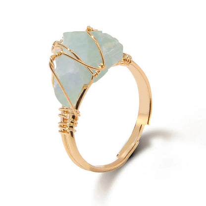 Natural Irregular Rough Wire Wrap Gemstone Ring