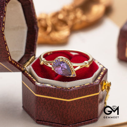 Vintage Amethyst Gold-plated Drop Ring