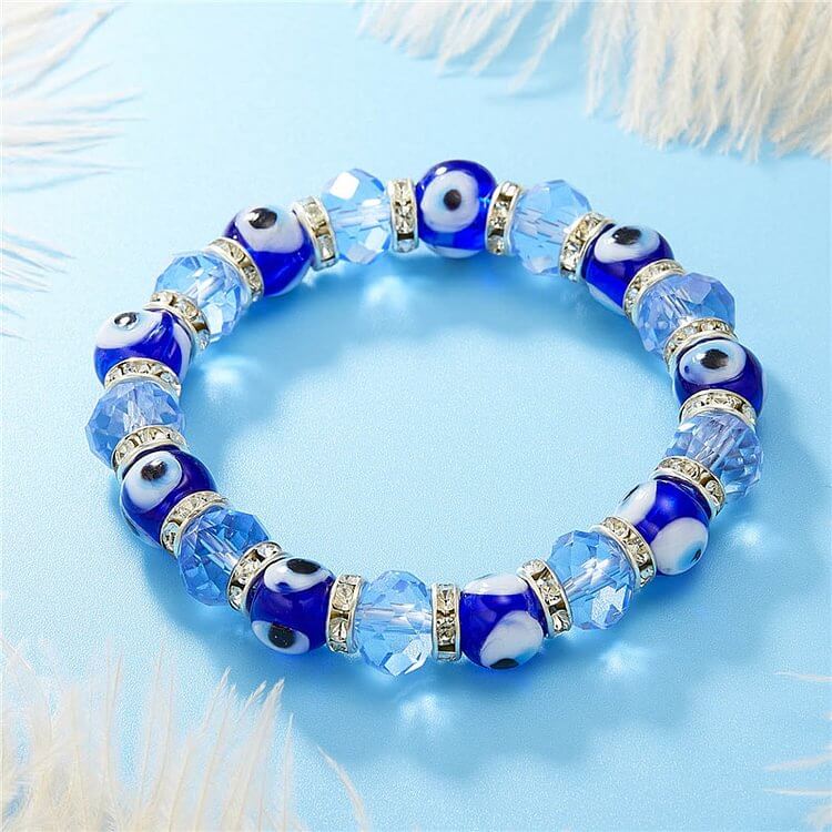 Blue Evil Eye & Hamsa Epoxy Zircon Bracelet