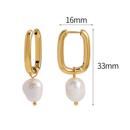 Golden Irregular Pearl Dangle Earrings