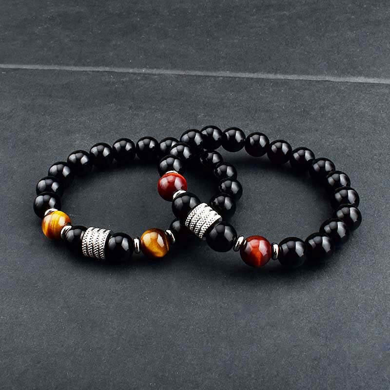 Tiger Eye With Obsidian Protection Bracelet