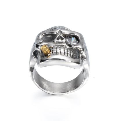 Retro Punk Overbearing Skull Men's Titanium Steel Ring