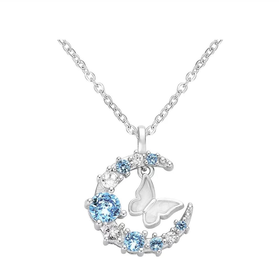 Moon Butterfly Zircon Necklace