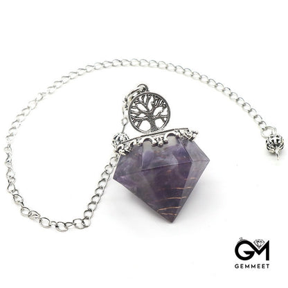 Amethyst Resin Crushed Stone Diamond Shaped Pendulum