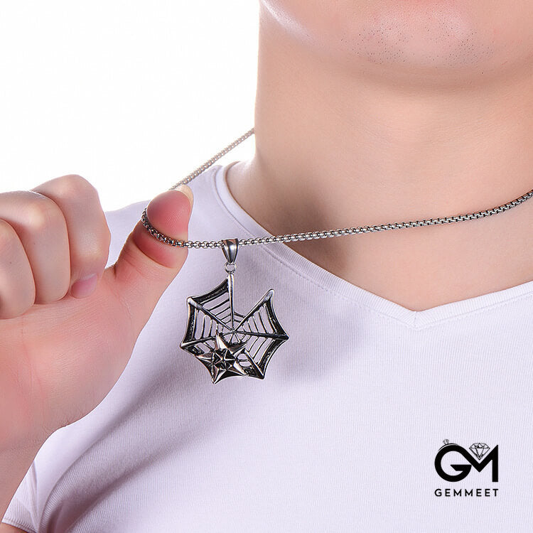 Titanium Steel Spider Web Star Necklace