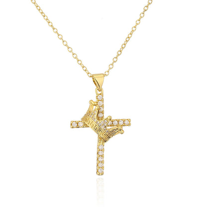 3 Style Full Stones Cross Pendant Necklace