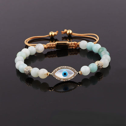 Full Stones Evil Eye Amazonite Bead Bracelet