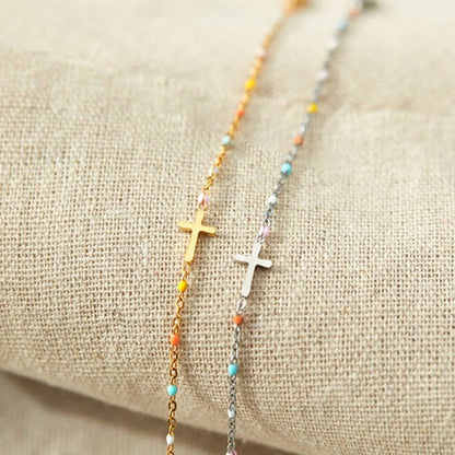 Christ Cross Colored Enamel Bracelet