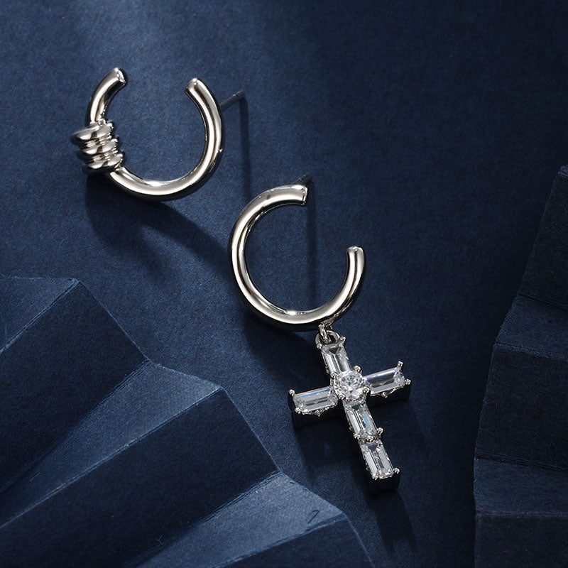 Cross Asymmetric Spice Girls High-end Niche Earrings