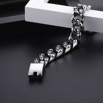 Men's Skull Punk Cuban Link Bracelet