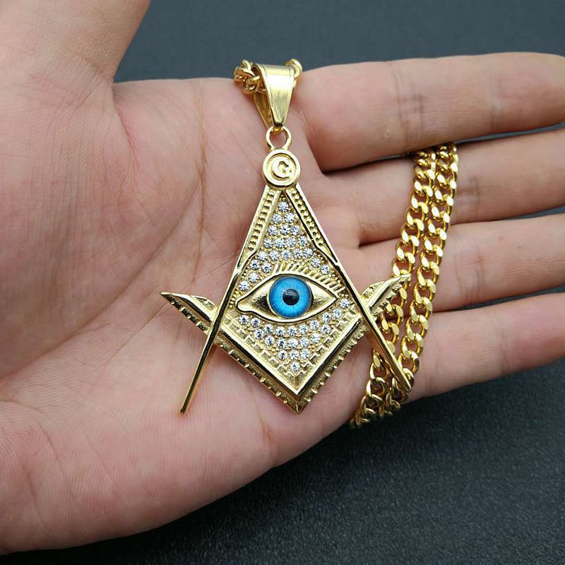 Hip Hop Jewelry Gold Plated Zircon AG Blue Eyes Pendant