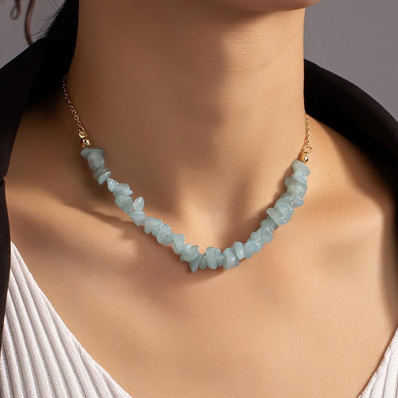 Natural Irregular Aquamarine Gemstone Necklace