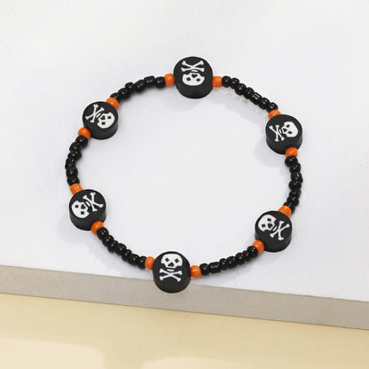 Halloween Punk Design European and American Skull Bone Soft Pottery Rice Beads Beaded Bracelet