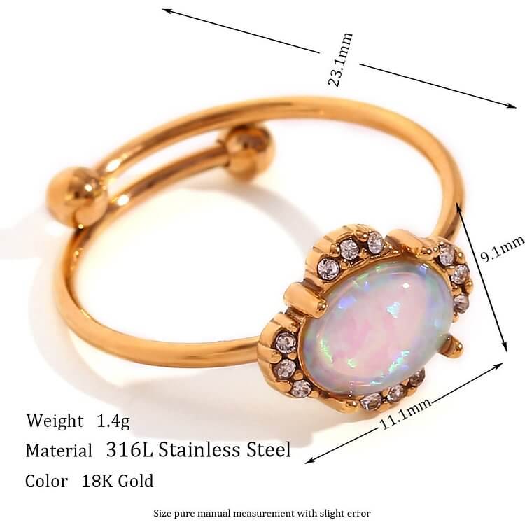 Opal Sun Heart Adjustable Ring