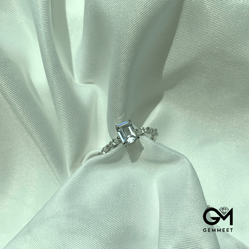 S925 Silver Square Zircon Ring