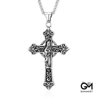 Stainless Steel Virgin Mary Cross Necklace