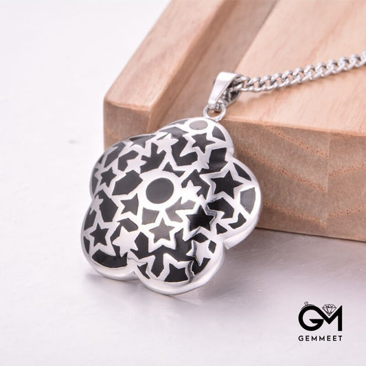 Stainless Steel Round Five-pointed Star Necklace