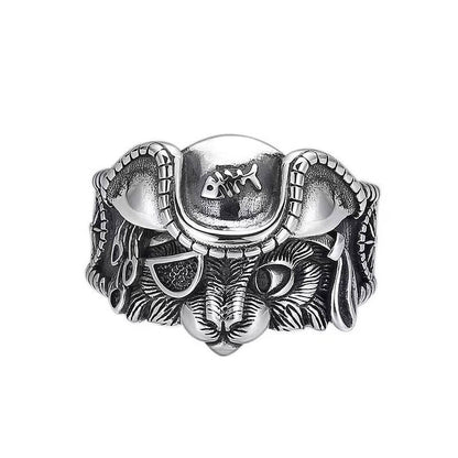 Pirate Stray Cat Vintage Cyclops Exaggerated Ring