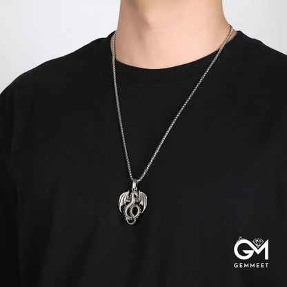 Men's Silver Winged Dragon Necklace